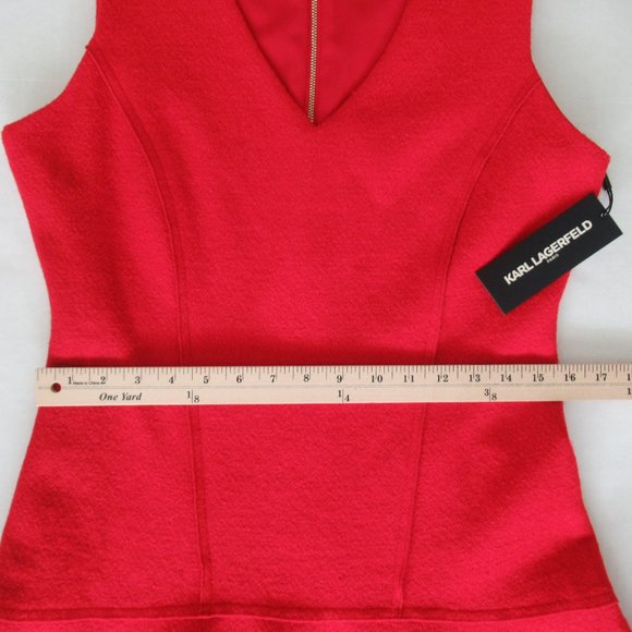 KARL LAGERFELD PARIS Women's Red Jumper Sleeveless Woold Blend Dress Sz 8 *Flaw - Picture 9 of 16